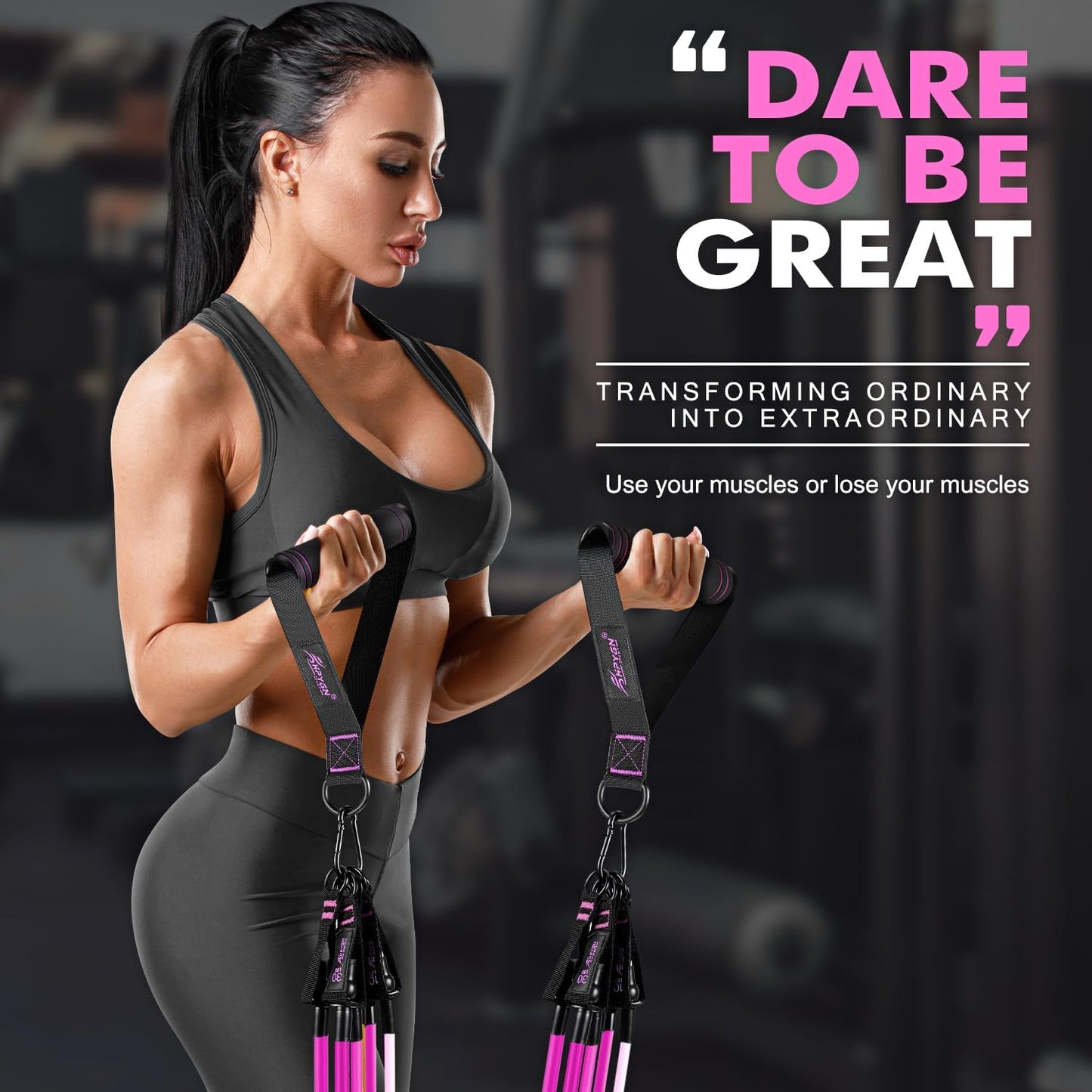 HPYGN Resistance Bands, Exercise Bands with Handles, Fitness Bands, Workout Bands with Door Anchor and Ankle Straps, for Heavy Resistance Training, Physical Therapy, Shape Body, Yoga, Home Workout Set