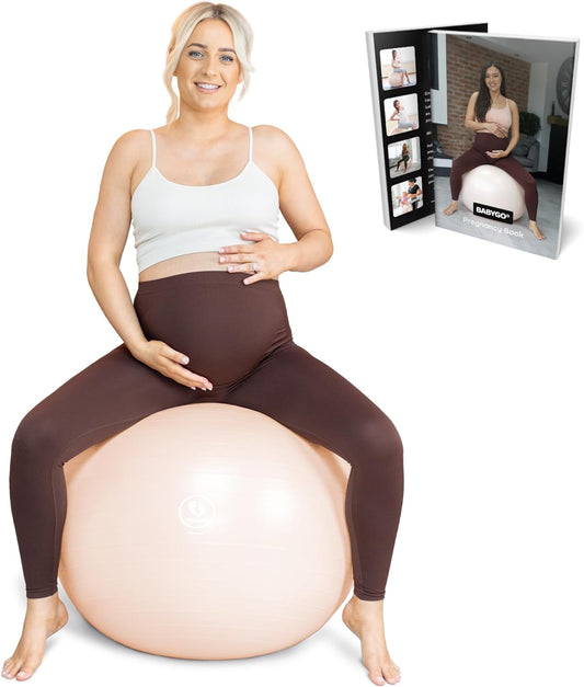 BABYGO® Birthing Ball for Pregnancy & Labor + Our Award Winning Book - Exercise, Birth & Recovery Plan, 5X Stronger Than a Yoga Ball with Eco Friendly Material