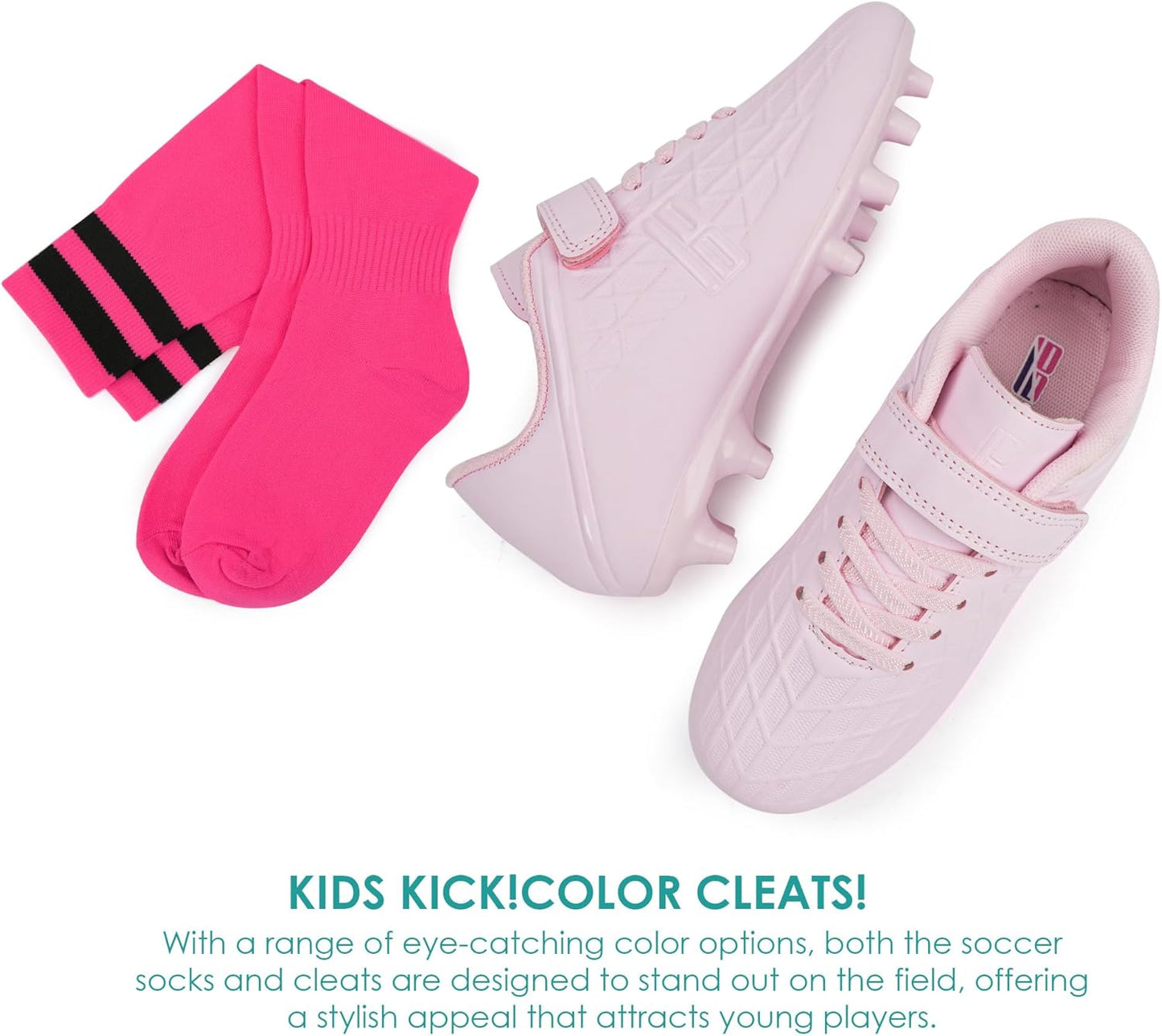 brooman Kids Firm Ground Soccer Cleats Boys Girls Football Cleats with Soccer Socks