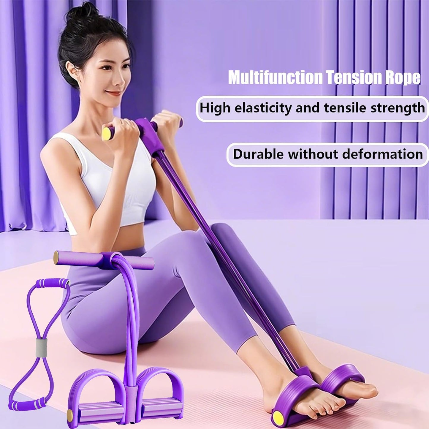 Multifunctional Tension Cor,4/6 Tube Resistance Bands with Handles and Foot Straps,Pedal Puller, Sit Up Exercise Equipment for Home Workout & Training