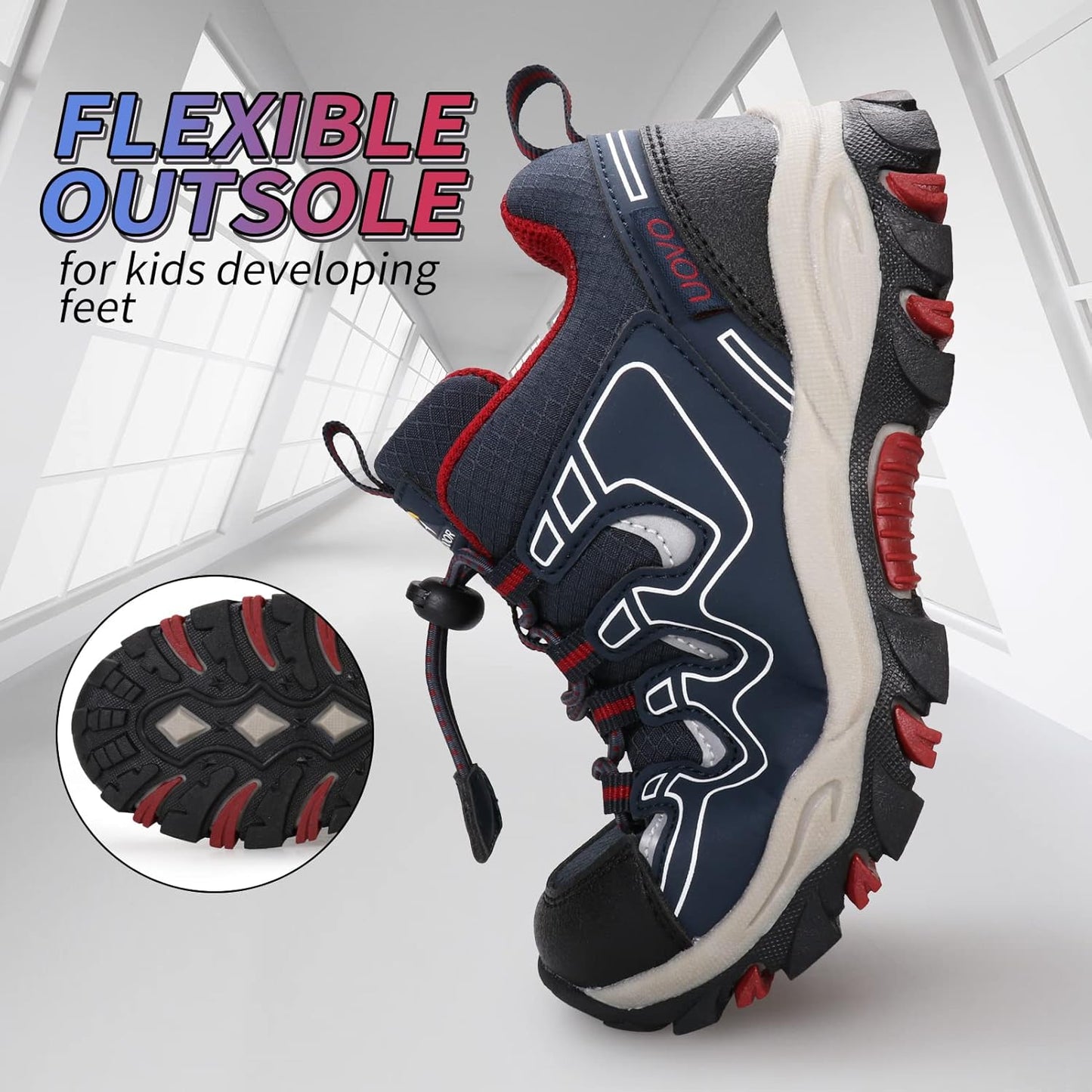 Boys Girls Hiking Trail Shoes Waterproof Slip Resistant Outdoor Trekking Walking Running Sneakers(Little/Big Kids)