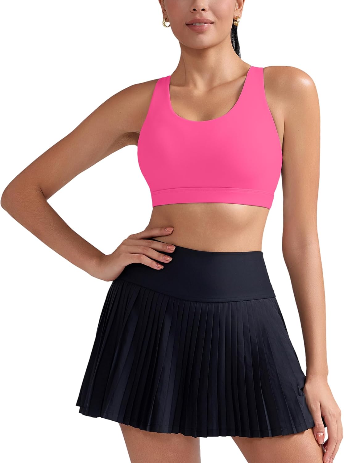 RUNNING GIRL Sports Bra for Women, Criss-Cross Back Padded Strappy Sports Bras Medium Support Yoga Bra with Removable Cups