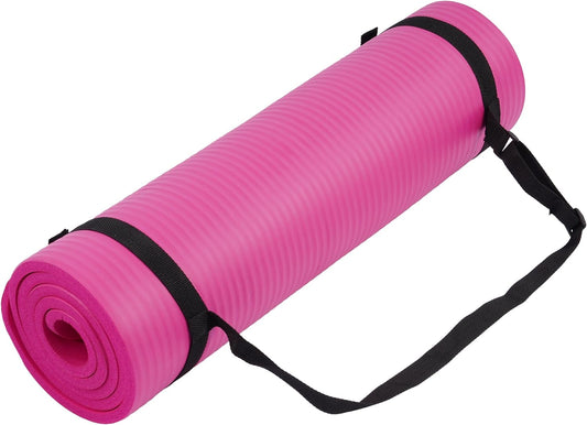 Yoga Mat, 1/2-Inch Extra Thick High Density Exercise Mat, Anti-Tear Exercise Yoga Mat with Carrying Strap, Suitable for Various Yoga Exercises