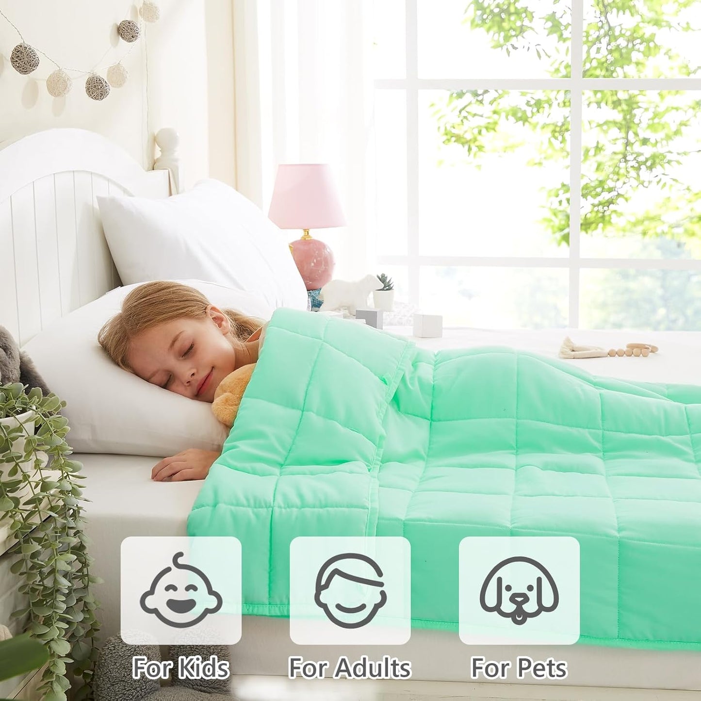 L'AGRATY Weighted Blanket - 40"x60" 7lbs Cooling Breathable Microfiber Material with Glass Beads Small Blanket for All-Season Summer Fall Winter Soft Thick