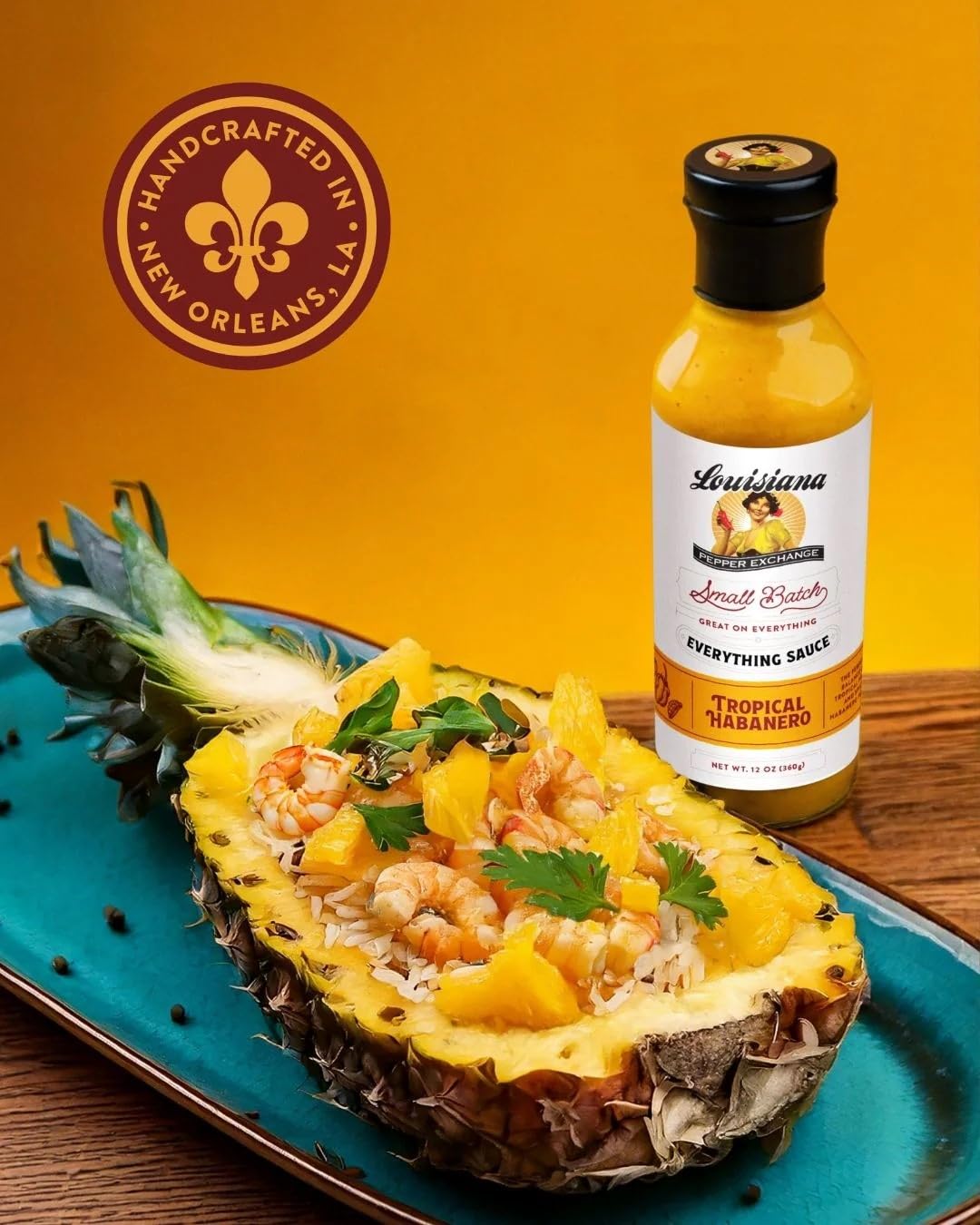 Louisiana Pepper Exchange Tropical Habanero Pepper Sauce – Sweet & Spicy with Mango and Pineapple, Gluten-Free, 12 Fl Oz (2 pack), Limited Edition