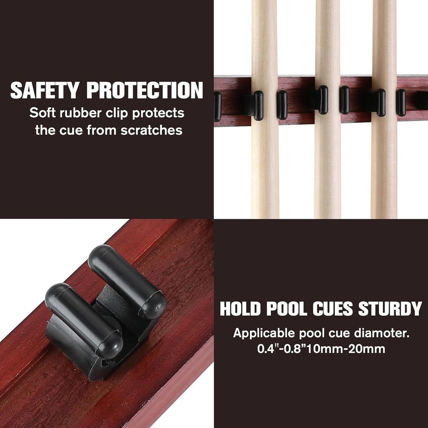 Pool Stick Holder - Wall Mounted with 6/8 Stick Capacity