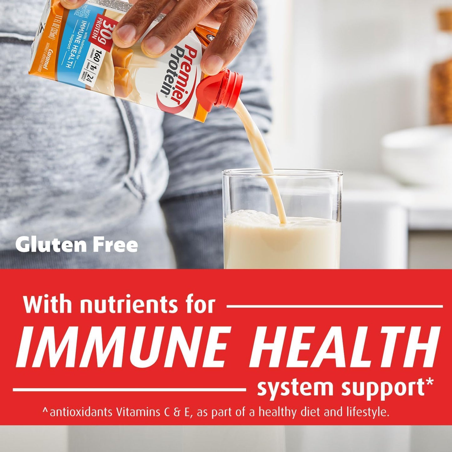 Premier Protein Shake, Caramel, 30g Protein, 1g Sugar, 24 Nutritents & Minerals to Support Immune Health, 11 Fl oz, Pack of 12