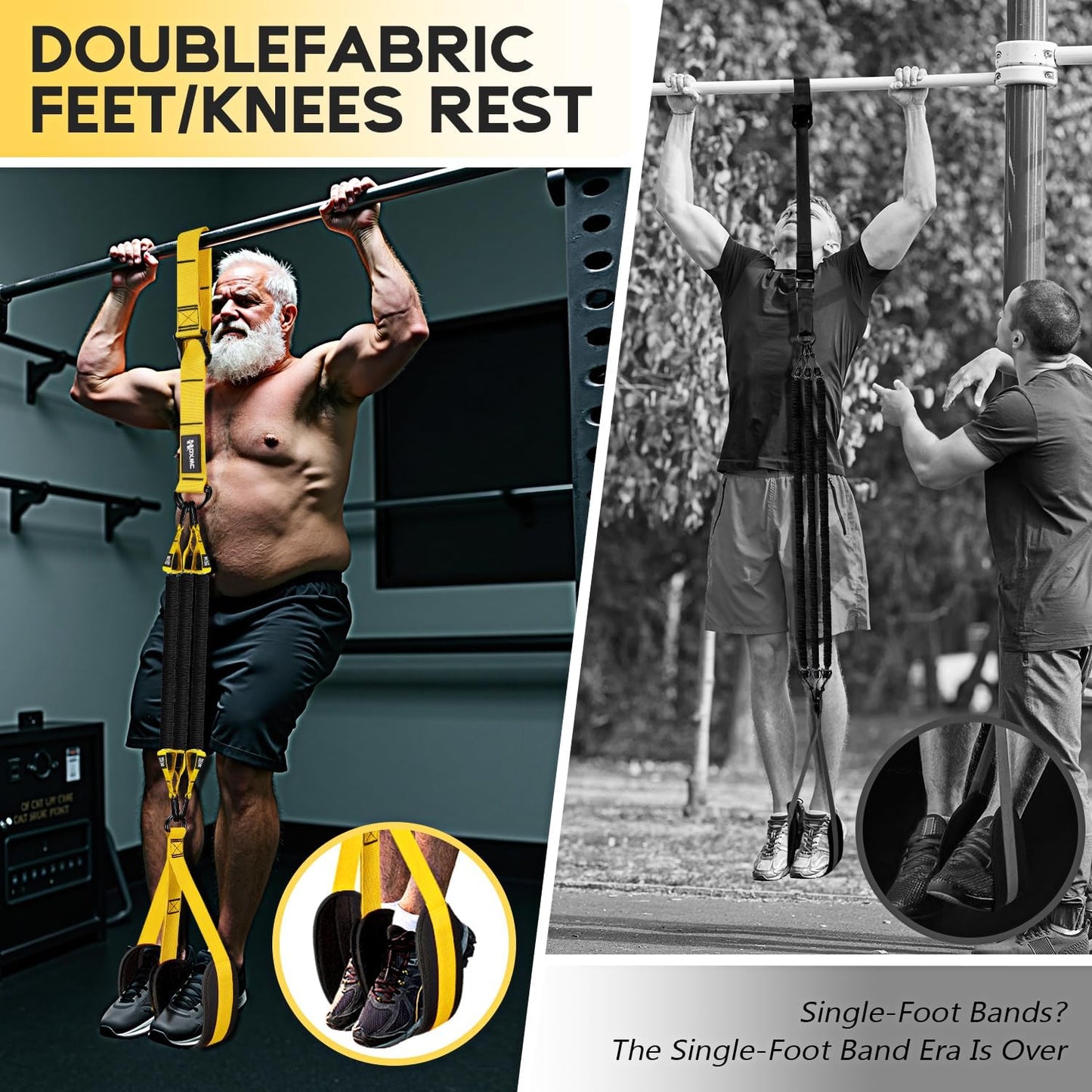 Pull Up Assistance Bands, Adjustable Heavy Duty Resistance Band for Pull Up, 3 Pull Up Bands, Comfortable Fabric Feet/Knee Rest, Assistance Bands for Pull-Up, Home Fitness, Body Stretching