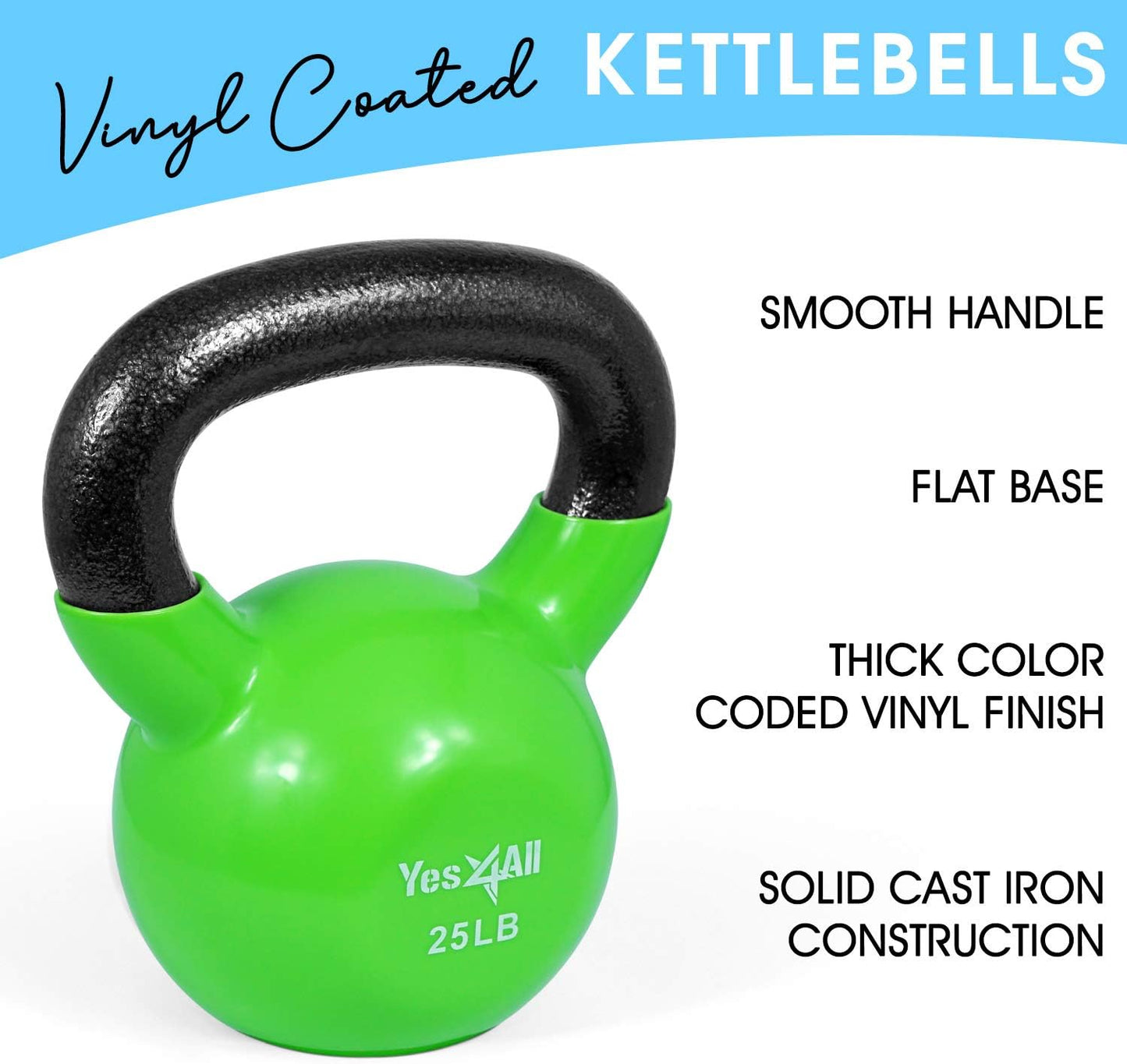 Yes4All Kettlebell Set Vinyl Coated Weights Combo for Full Body Workout Equipment Push up, Grip Strength Training, Dumbbell Weights Exercises