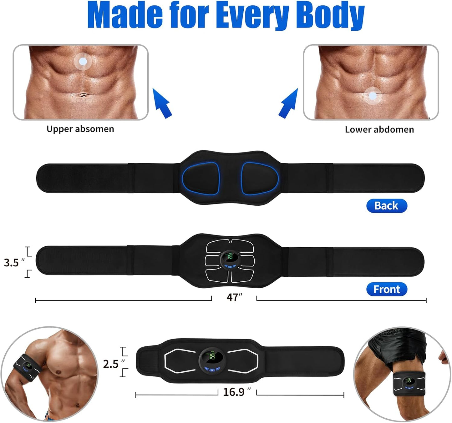 MarCoolTrip MZ Electronic Muscle Stimulator, Abs Stimulator Muscle Toner, Ab Machine Trainer for All Body, Fitness Strength Training Workout Equipment for Men and Women
