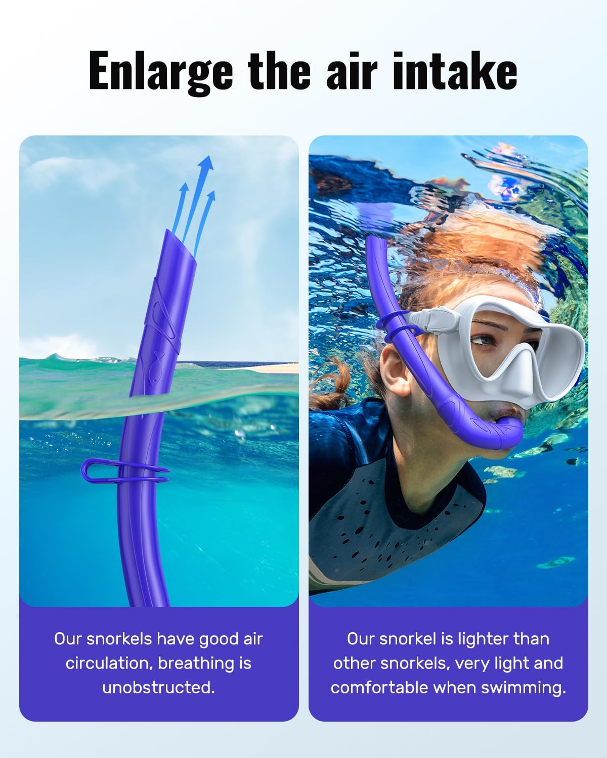 W WSTOO Adults Diving Snorkel Breathing Tube Silicone Flexible Foldable Snorkel Anti-Drop for Freediving Swim Training,Diving and Scuba Diving,Easy to Carry for Travel
