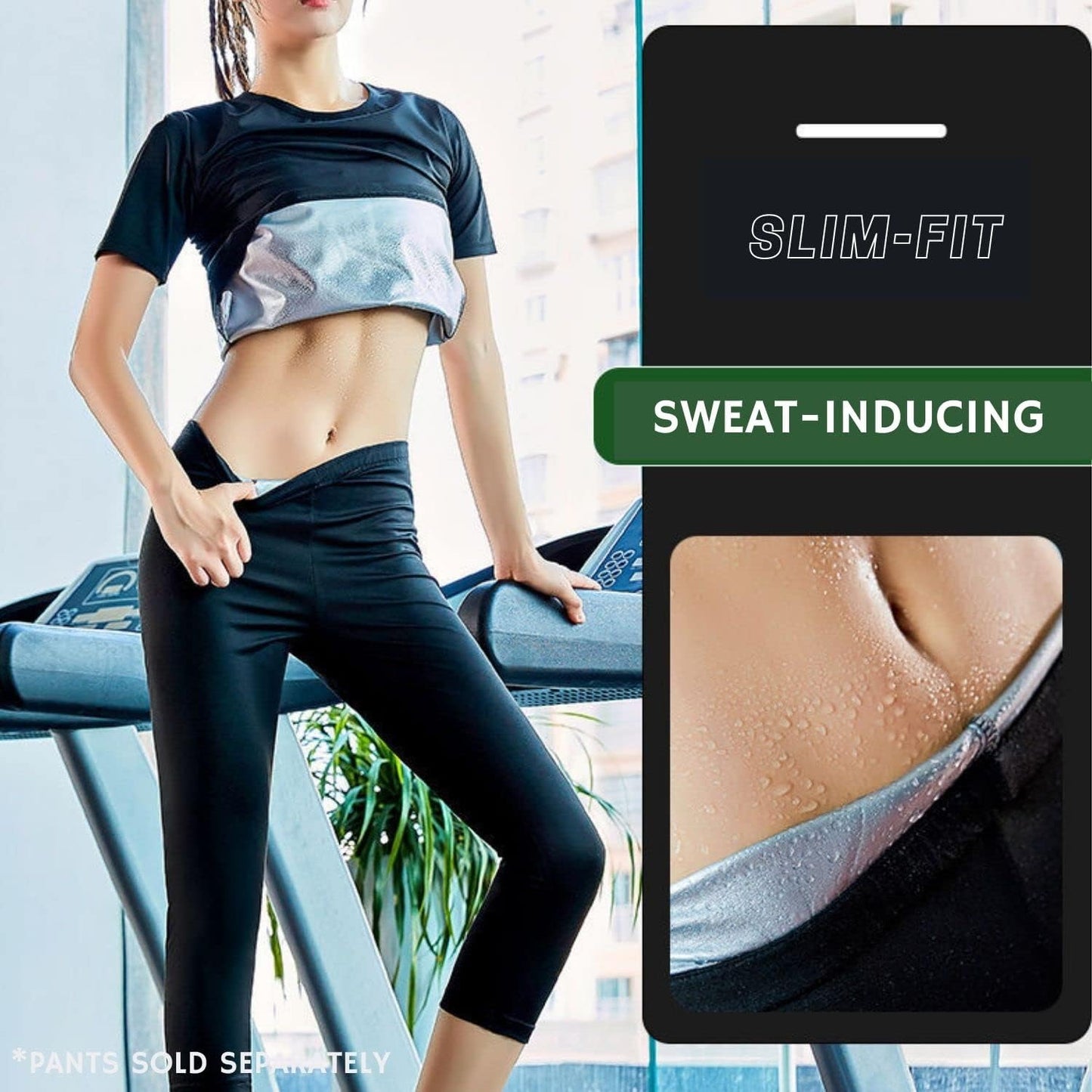 Nano Hertz Sauna Sweat Suit Weight Loss Shapewear Top Waist Trainer Workout Sweatsuit Exercise Short Sleeve Shirt Women Girl