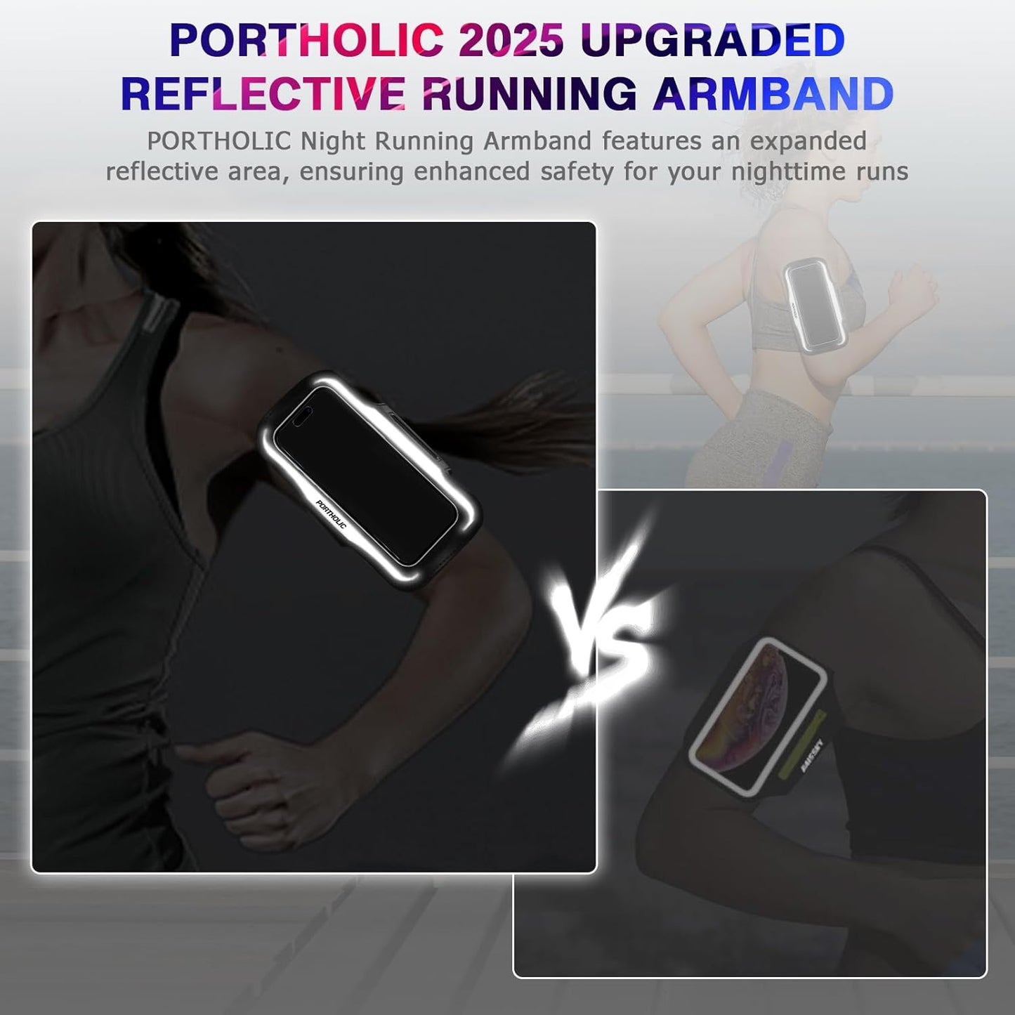 PORTHOLIC 2025 Running Armband Water Resistant Sports Phone Holder Case with Extension Strap, Key Card Slot Up to 6.9" Phone for iPhone 17/16/15/14/13 Plus Air Pro Max XR/XS, Galaxy S25/24/S10