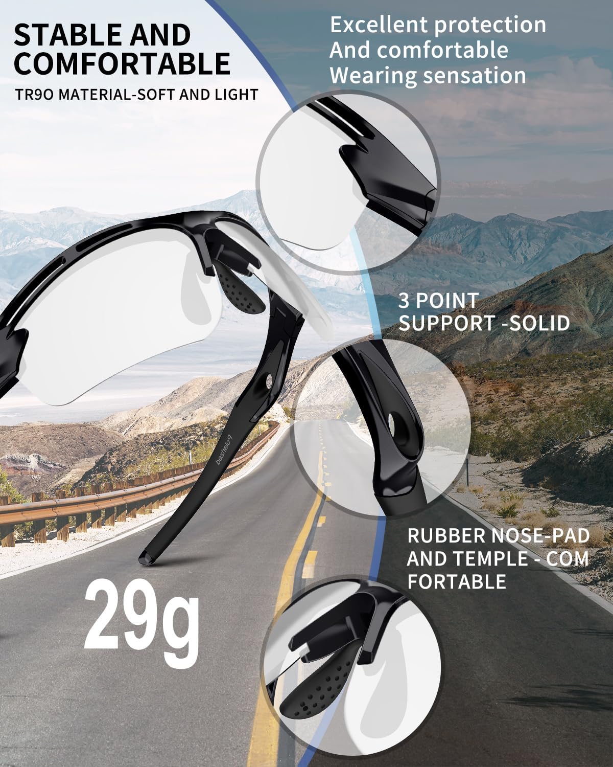 Polarized Sports Sunglasses for Men Women,UV400 Protection Sunglass for Running Cycling Fishing Hiking TR90