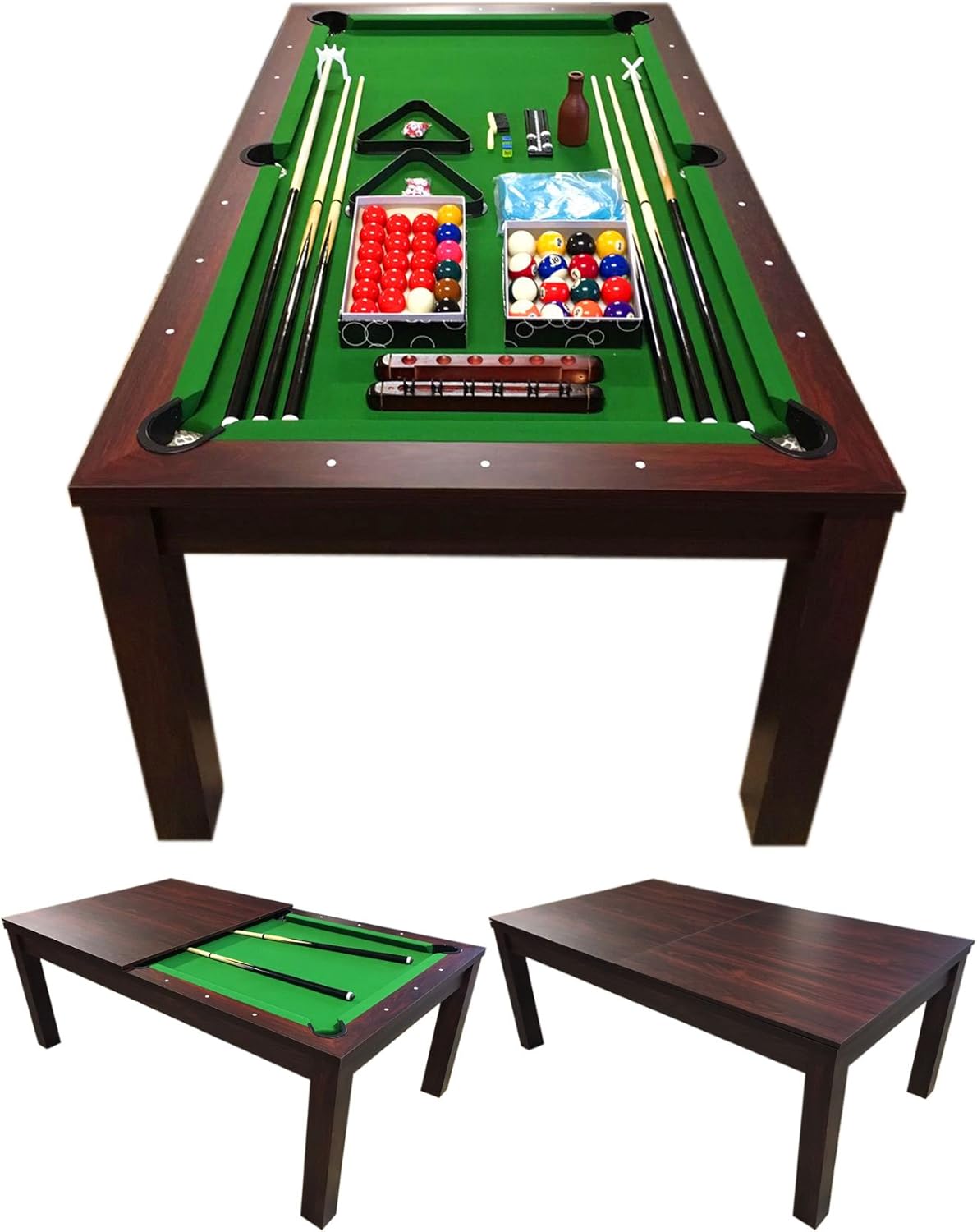 7 Foot Pool Table Dining Table Combo Green Felt – Missisipi