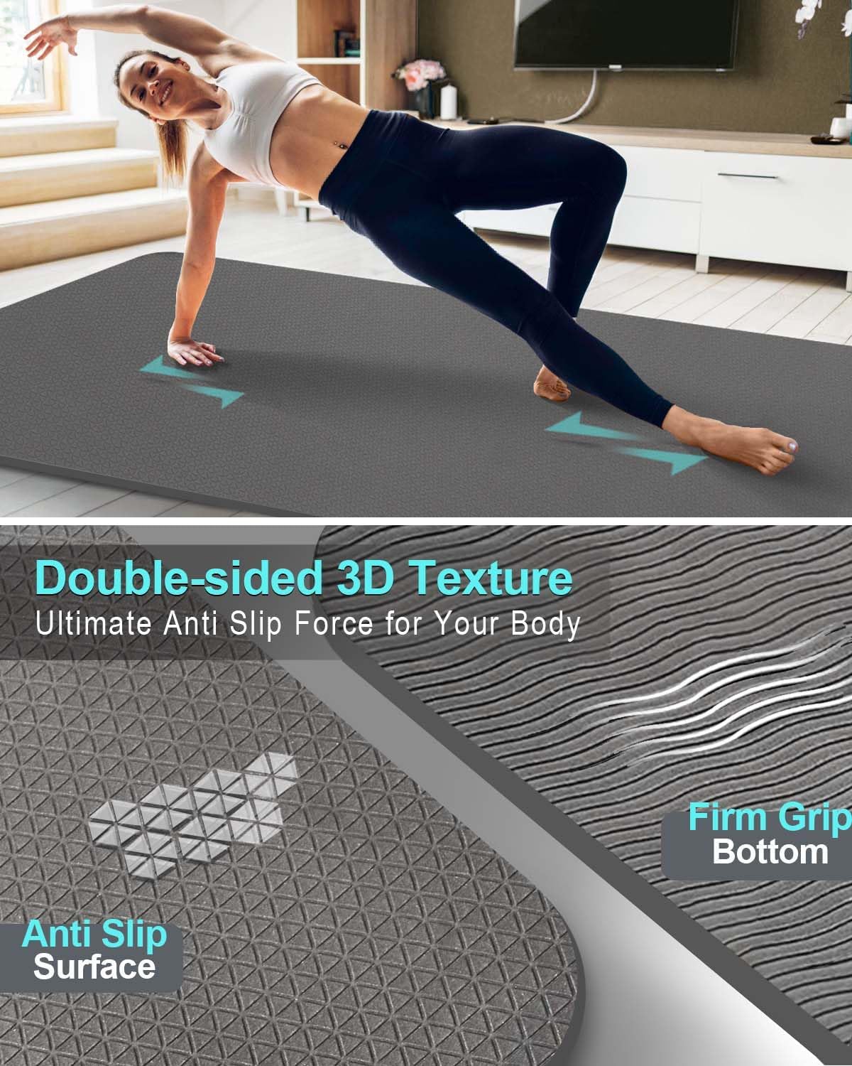 Extra Long & Wide Thick Yoga Mat for Tall Men & Women, 84'' x 32'' x 7mm Oversized Yoga Mat Double-Sided Non Slip, Pro TPE Yoga Mats with Strap