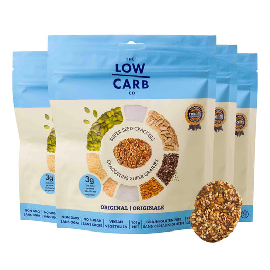 Super Seed Crackers, Gluten Free & Keto Friendly Healthy Snacks, Vegan, Zero Sugar, Paleo & Diabetic Friendly, Nut Free, 20g High Protein, 18g High Fiber, 3.56oz Each, 4-Pack, Original