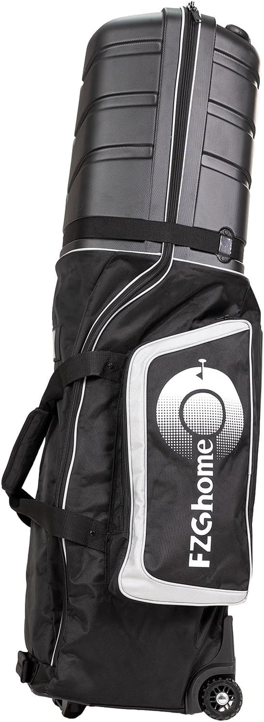 Golf Travel Bags for Airlines with Hard Case Top & Wheels, Hard Shell Top Protect Golf Club, 1680D Heavy Duty Oxford, Wide-Mouth Effortless Packing, Lightweight, MidnightFjord