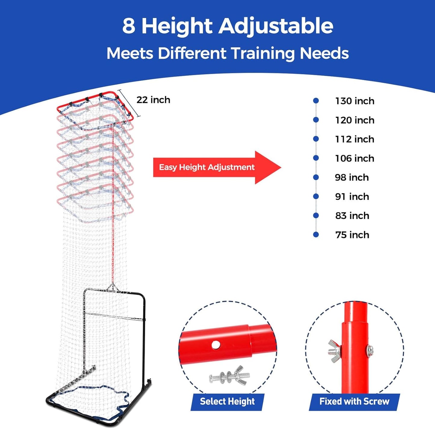 Volleyball Setter Training Equipment 8 Adjustable Heights,Sturdy and Durable 130inch Volleyball Setter Training Net 6 Adjustable Angles for Indoor and Outdoor Training