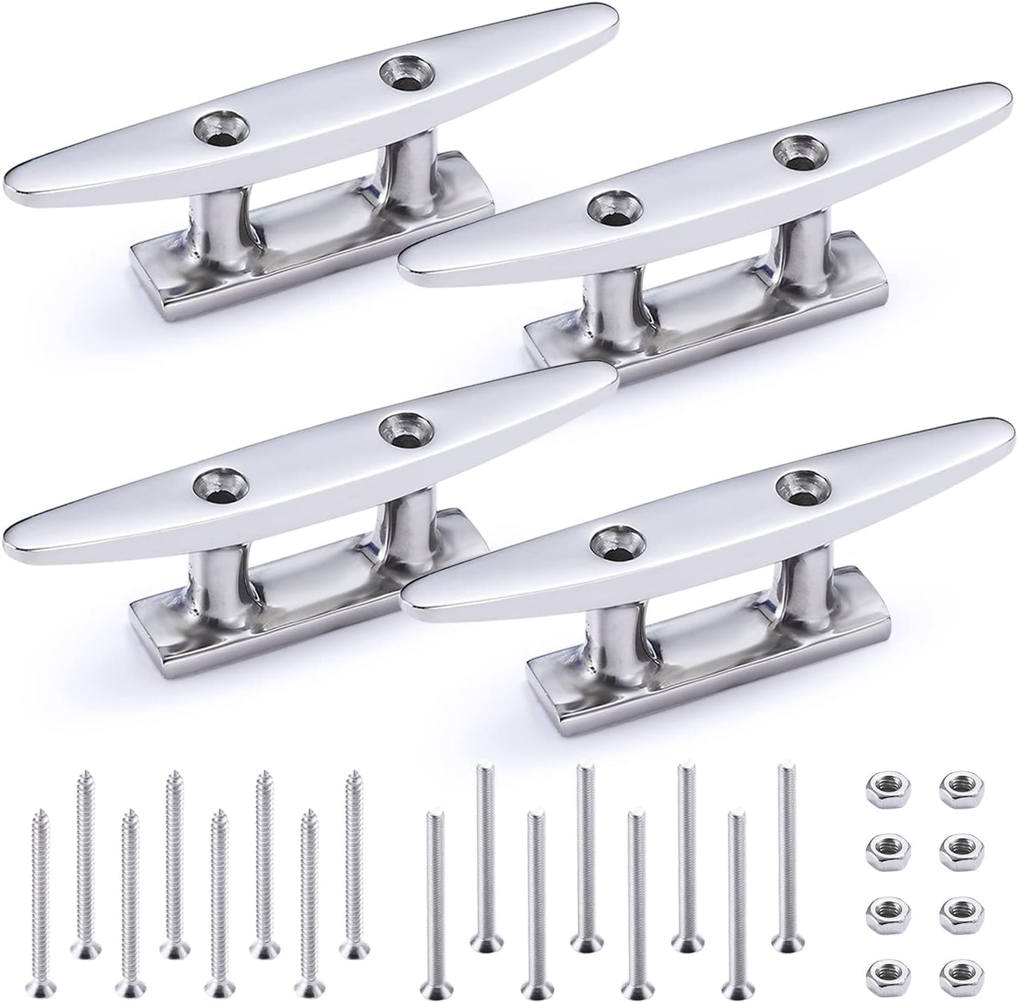 Boat Cleat Open Base Boat Cleat 4/5/6/8 inch, Dock Cleat All 316 Stainless Steel Boat Mooring Accessories, Include Installation Accessories Screws
