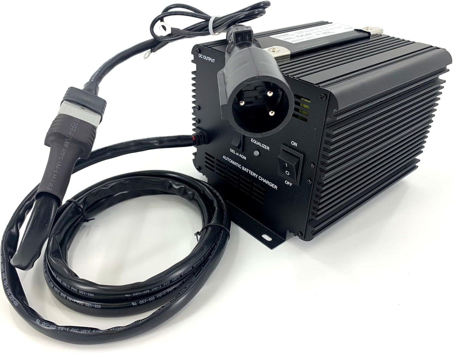 48 Volt Charger with 3-Pin Round Connector for Club Car Golf Carts Replaces PowerDrive 3 Charger 26580, 22110 Includes OBC Bypass Wire (JAC1548H-CLUB)