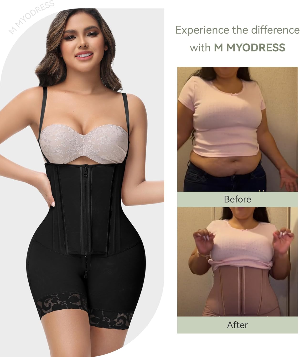 M MYODRESS Fajas Colombianas Moldeadoras Shapewear for Women Tummy Control Body Shaper Post Surgery Compression Garment