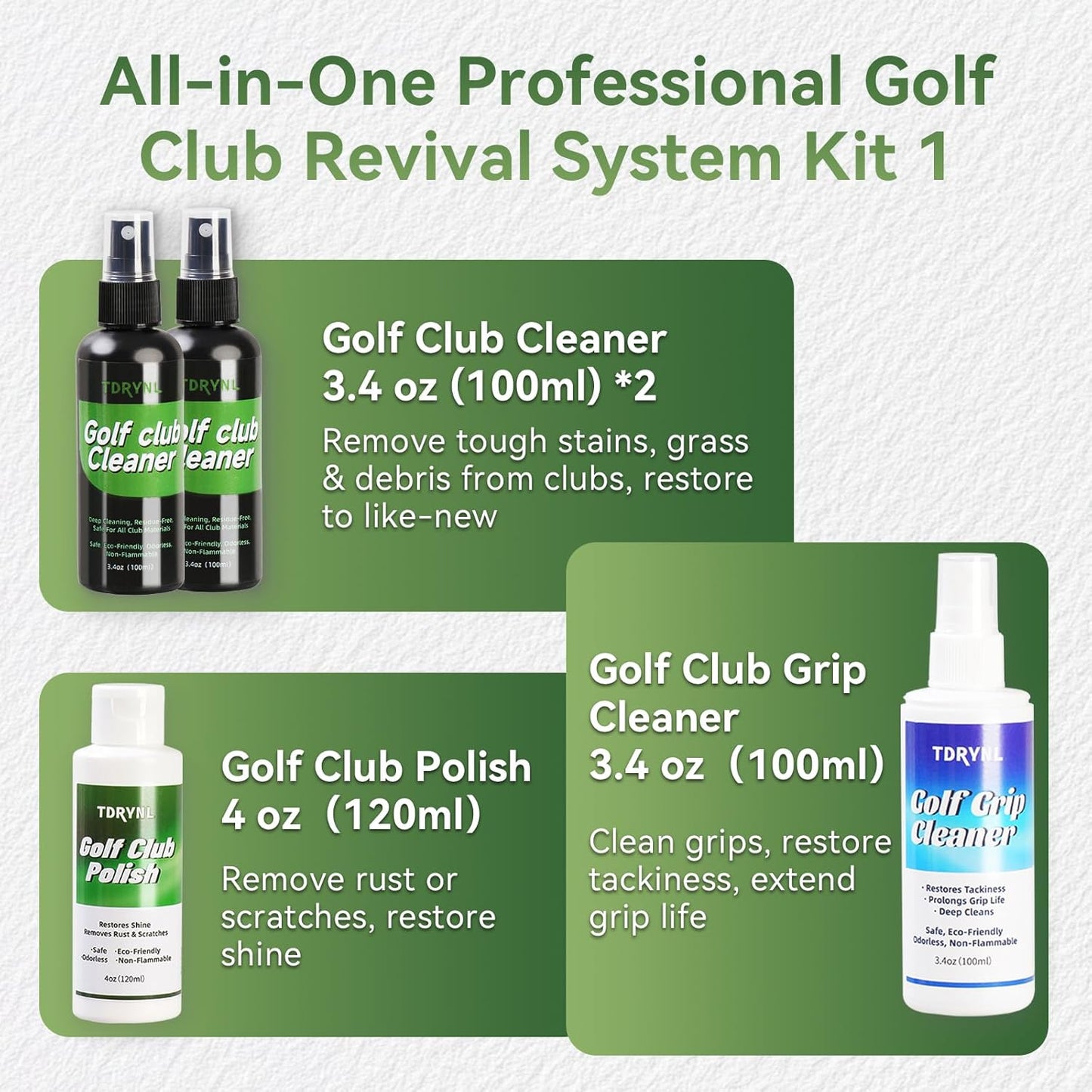 Pro Golf Club Care Kit – Cleaner, Polish, Brush, Groove Sharpener, Grip Cleaner, Magnetic Towel & Leather Bag – Restores Clubs, Removes Rust & Scratches, Renews Tackiness