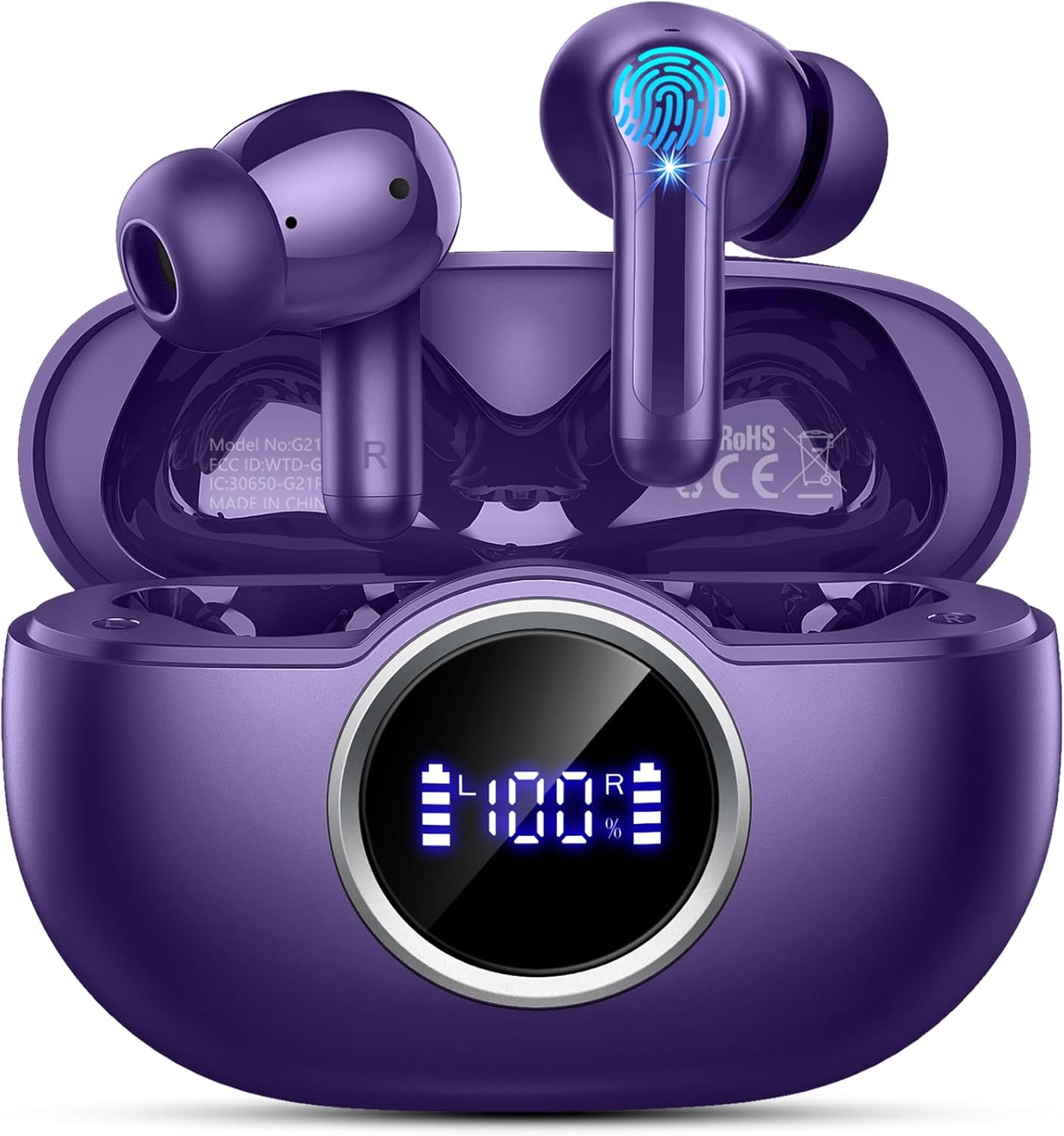 Bluetooth 5.4 Earbuds, 2025 Wireless Headphones Hi-Fi Stereo Ear Buds, 4 ENC Noise Cancelling Mic, 40+Hrs USB-C in-Ear Earphone, IP-X7 Waterproof Sport Workout Gym for Laptop Pad Android iOS