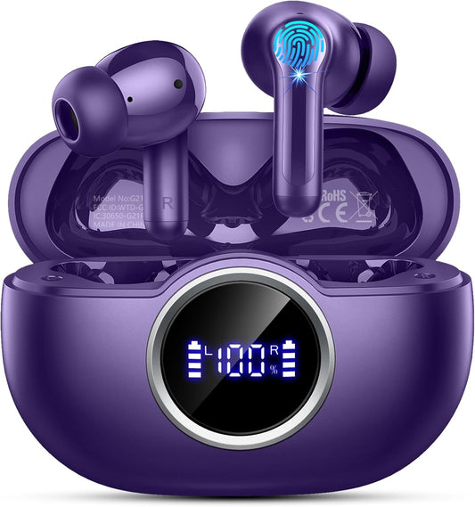 Bluetooth 5.4 Earbuds, 2025 Wireless Headphones Hi-Fi Stereo Ear Buds, 4 ENC Noise Cancelling Mic, 40+Hrs USB-C in-Ear Earphone, IP-X7 Waterproof Sport Workout Gym for Laptop Pad Android iOS