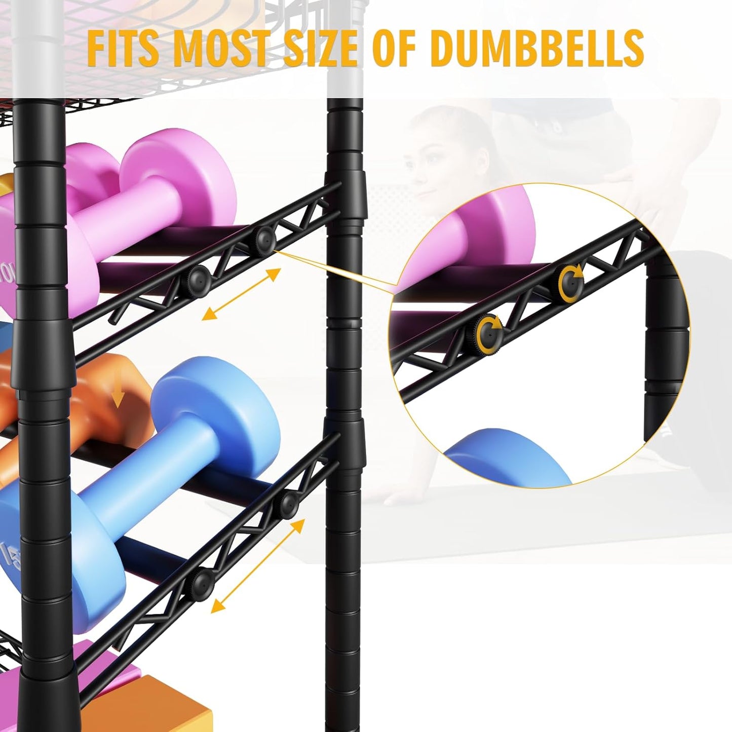 S3 Dumbbells Rack Storage Rack, Portable Home Gym Storage, Yoga Mat Storage, and Weight Rack Organizers for Gym Studio