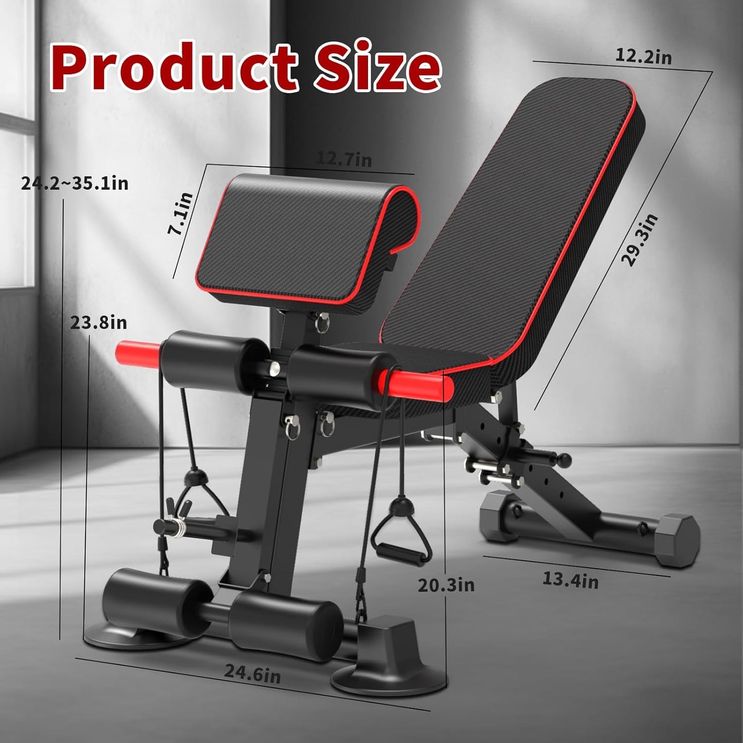 Adjustable Weight Bench,Utility Workout Bench Foldable Incline Decline Benches for Home Gym Full Body Workout,Load 600LBS