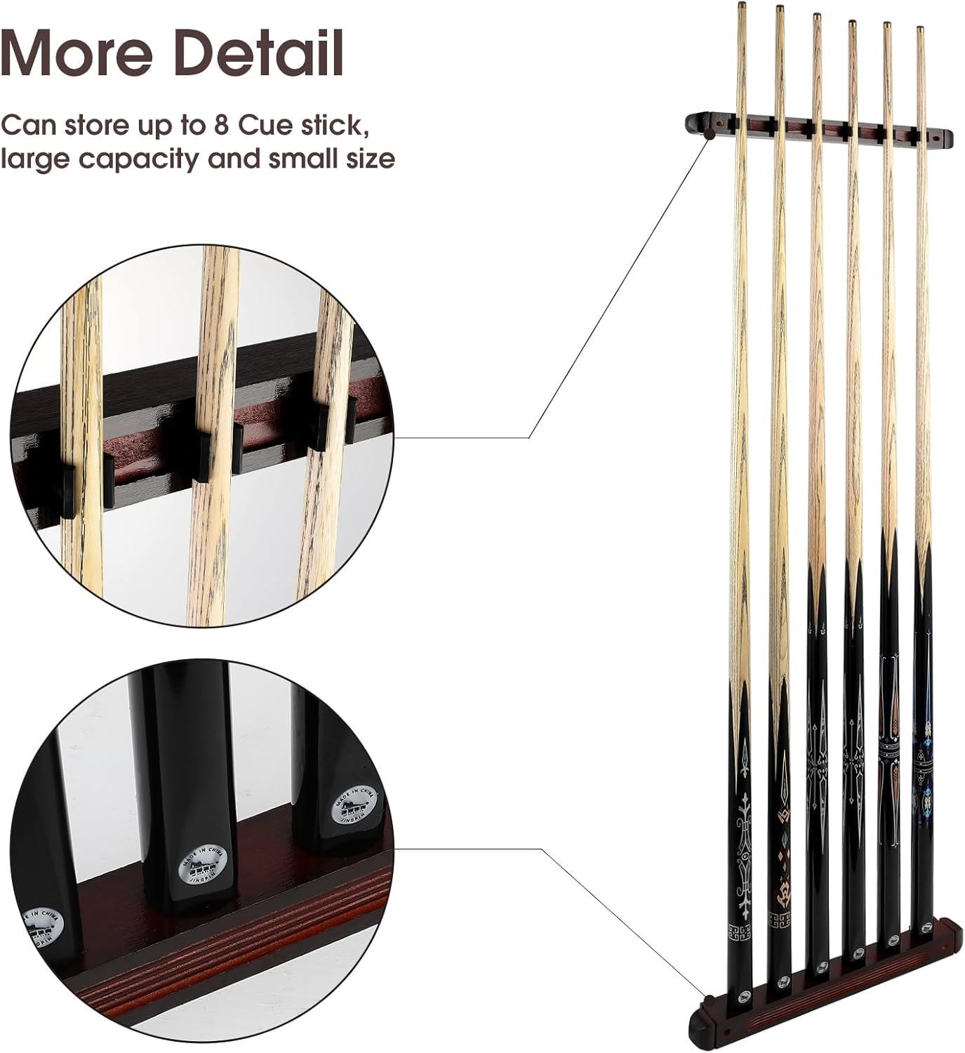 Pool Stick Holder - Wall Mounted with 6/8 Stick Capacity