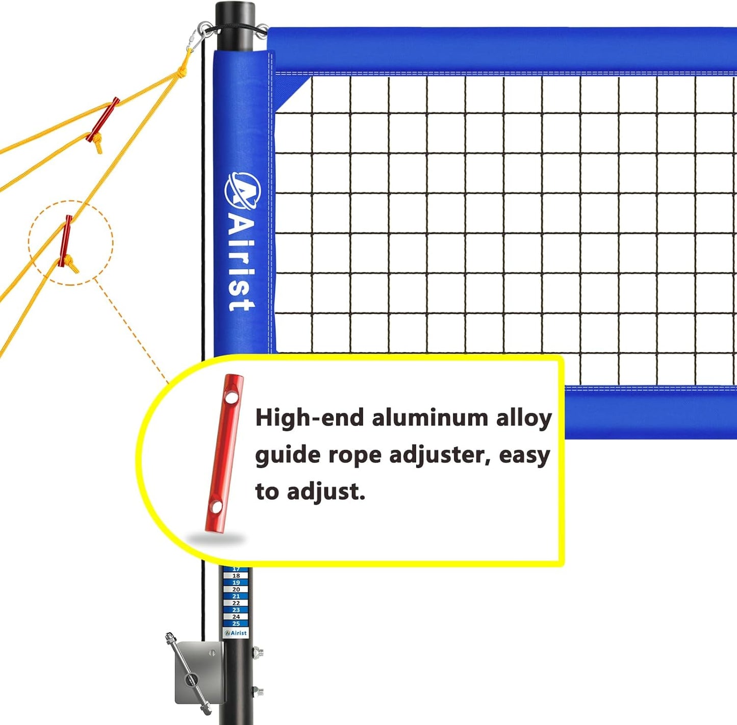 Heavy Duty Volleyball Net Outdoor with Steel Anti-Sag System, Adjustable Aluminum Poles, Professional Volleyball Nets Set for Backyard and Beach, Volleyball and Carrying Bag