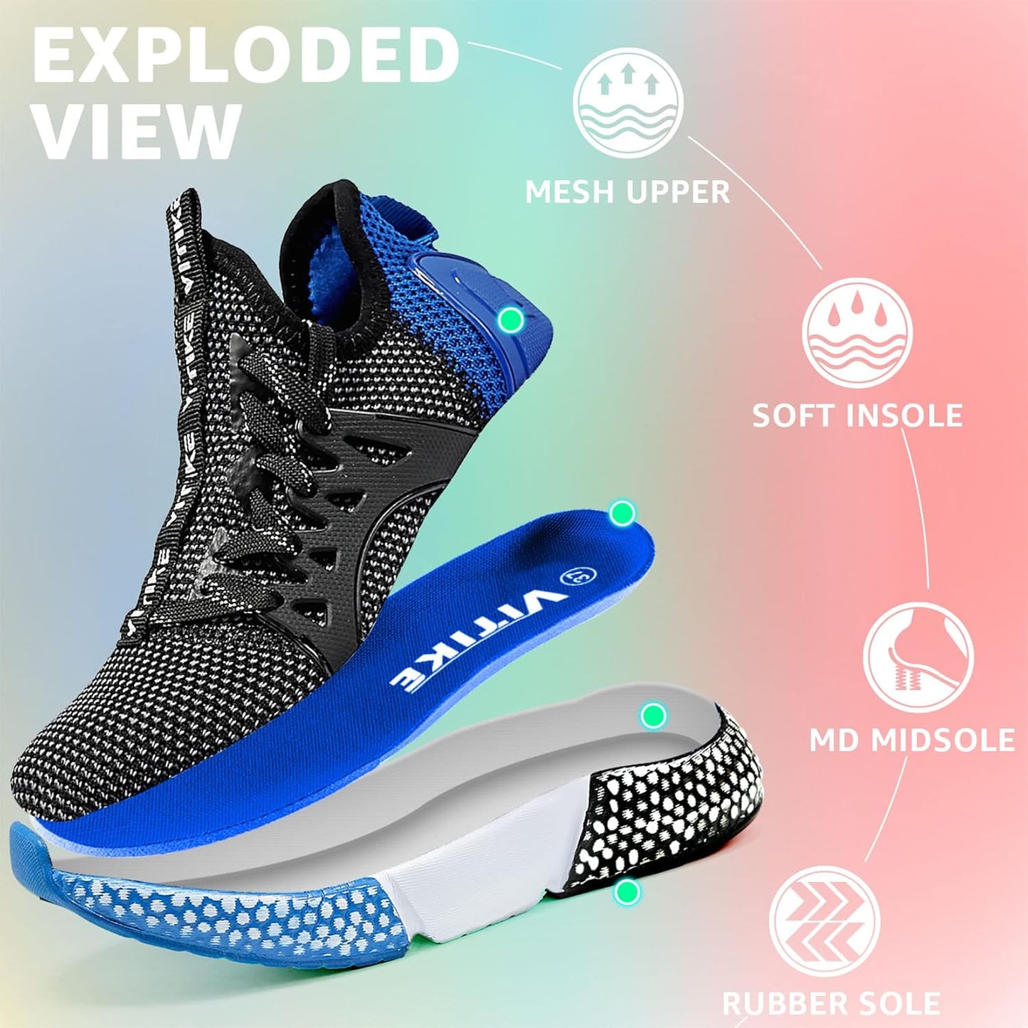 WETIKE Boy's Shoes Mesh Slip on Lightweight Running Sneakers