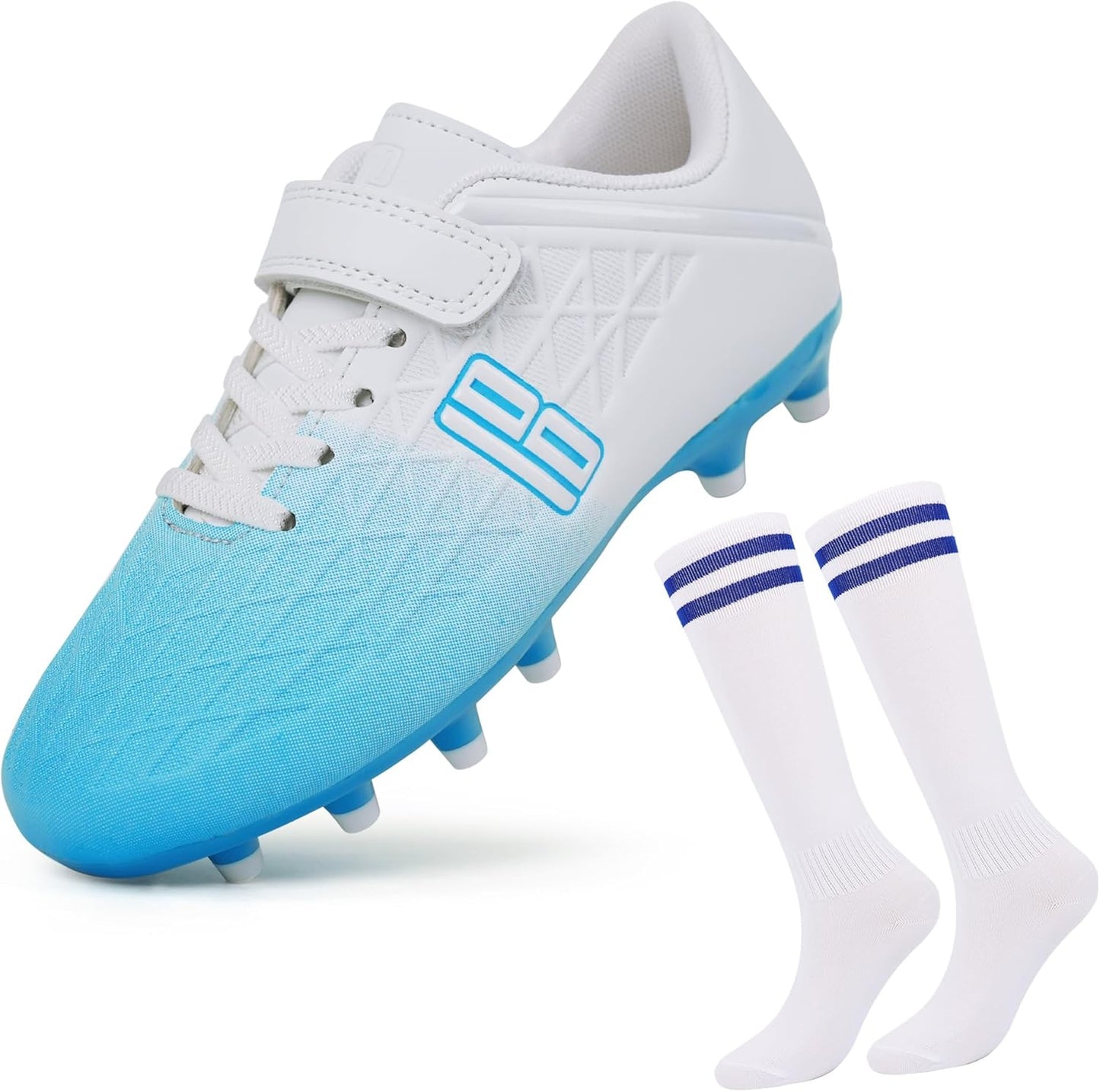 brooman Kids Firm Ground Soccer Cleats Boys Girls Football Cleats with Soccer Socks