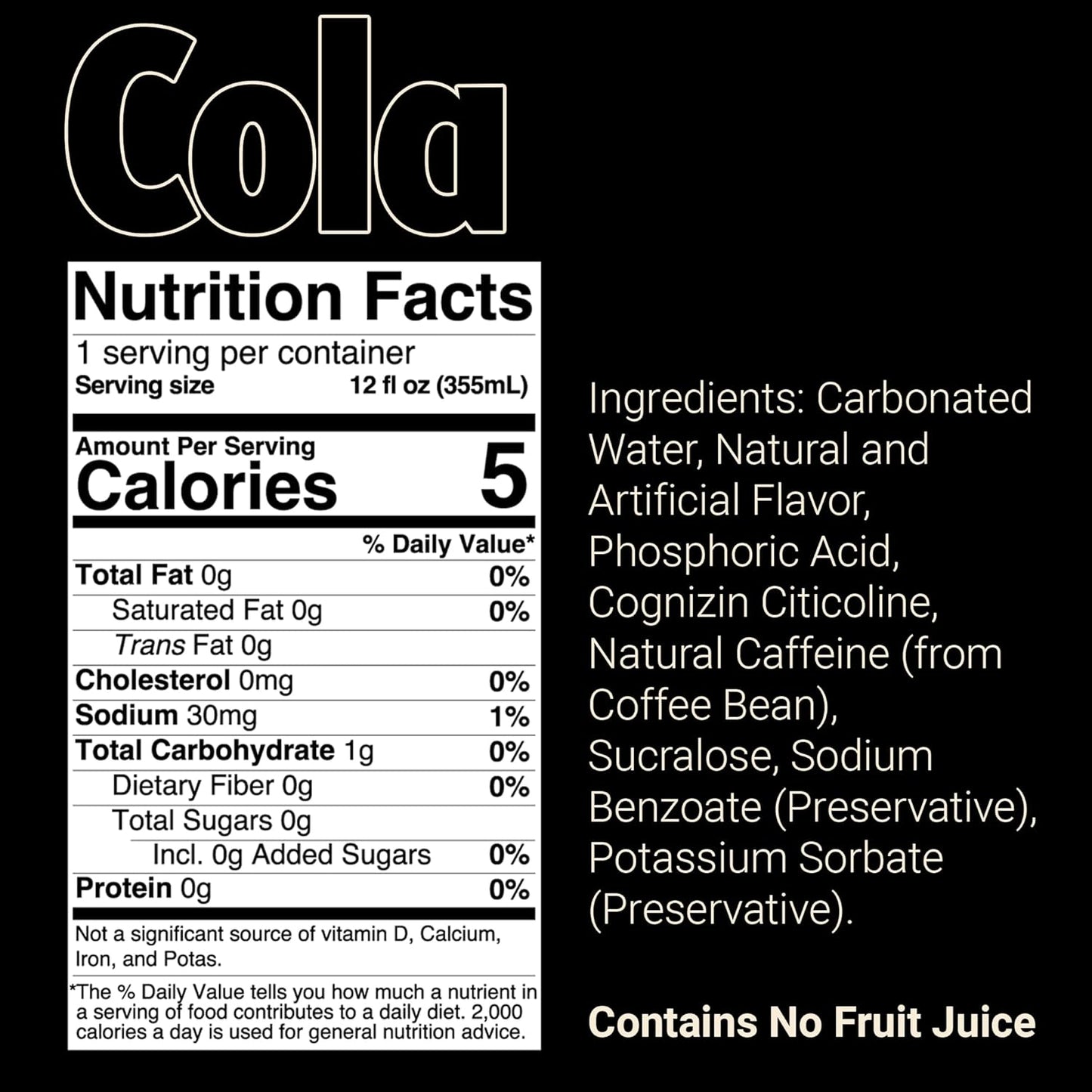 BUM Sugar-Free Energy Drink, Cola - Lightly Carbonated & No Artificial Colors, Natural Caffeine & Citicoline for Energy & Focus, Brain Boost & Workout Sports Beverage - 12 oz, Pack of 12