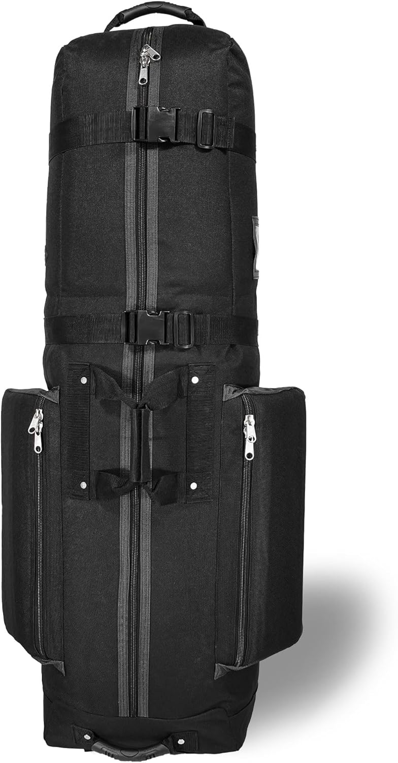 CaddyDaddy Constrictor Soft-Sided Golf Travel Bag Cover with Thick Dense Foam Padded Top 1 Year Full Travel Bag Replacement Coverage | Wheels & Lockable Zippers Case for Transporting Clubs on Airlines