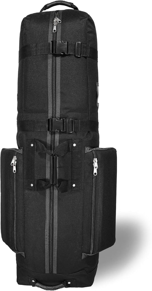 CaddyDaddy Constrictor Soft-Sided Golf Travel Bag Cover with Thick Dense Foam Padded Top 1 Year Full Travel Bag Replacement Coverage | Wheels & Lockable Zippers Case for Transporting Clubs on Airlines