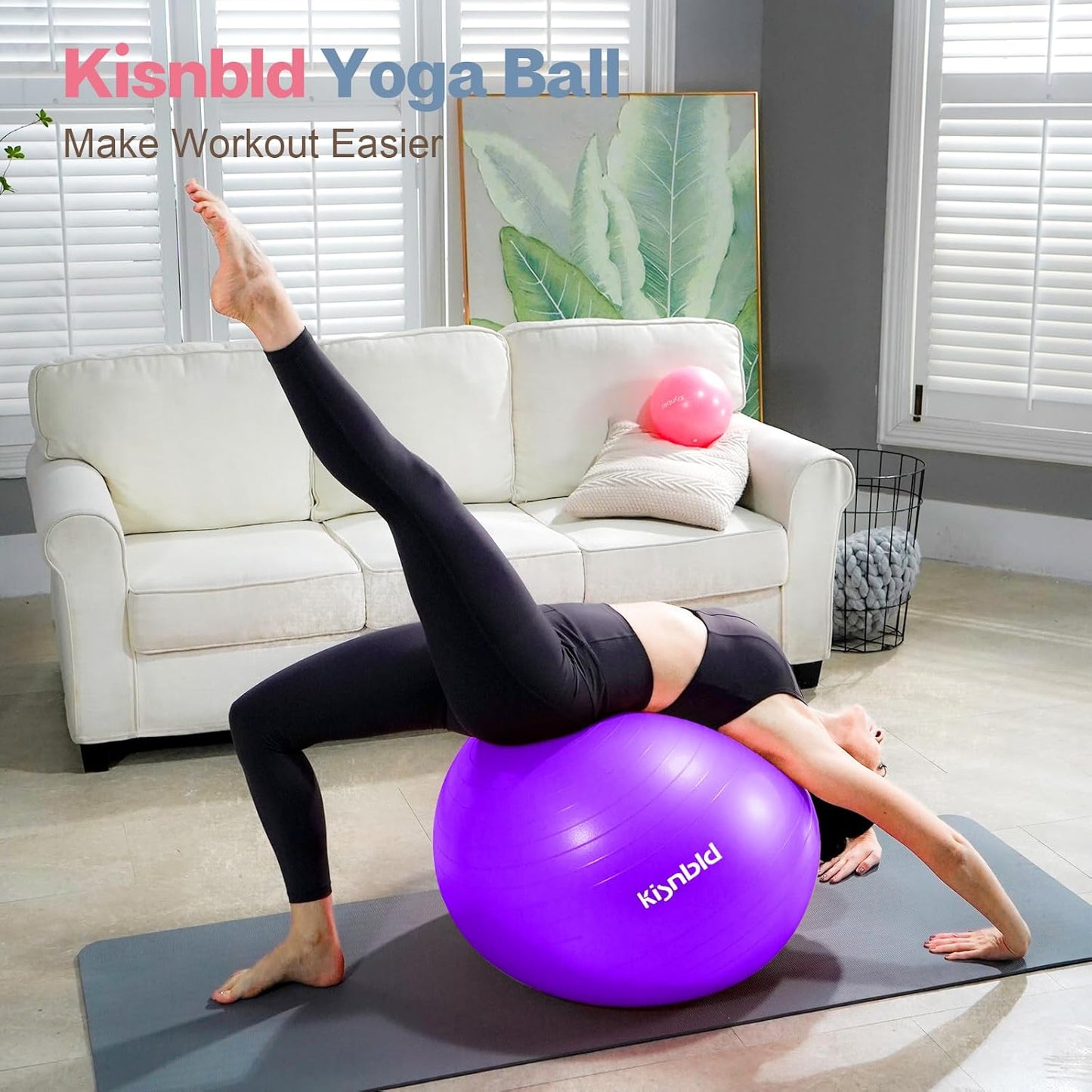 Exercise Ball, Extra Thick Yoga Ball for Workout Pregnancy Stability, 4 Sizes Anti-Burst Balance Ball with Foot Pump - Heavy Duty Fitness Ball Chair for Office, Home & Gym