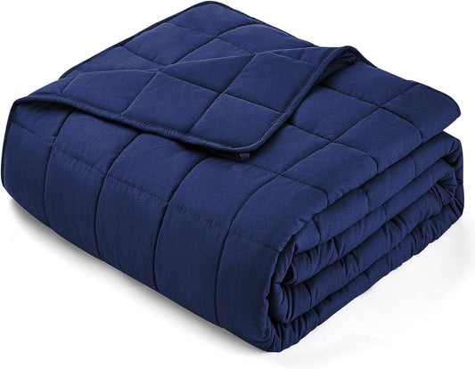 yescool Weighted Blanket for Adults (12 lbs, 48" x 72", Blue) Cooling Heavy Blanket for Sleeping Perfect for 110-130 lbs, Twin Size Breathable Blanket with Premium Glass Bead, Machine Washable