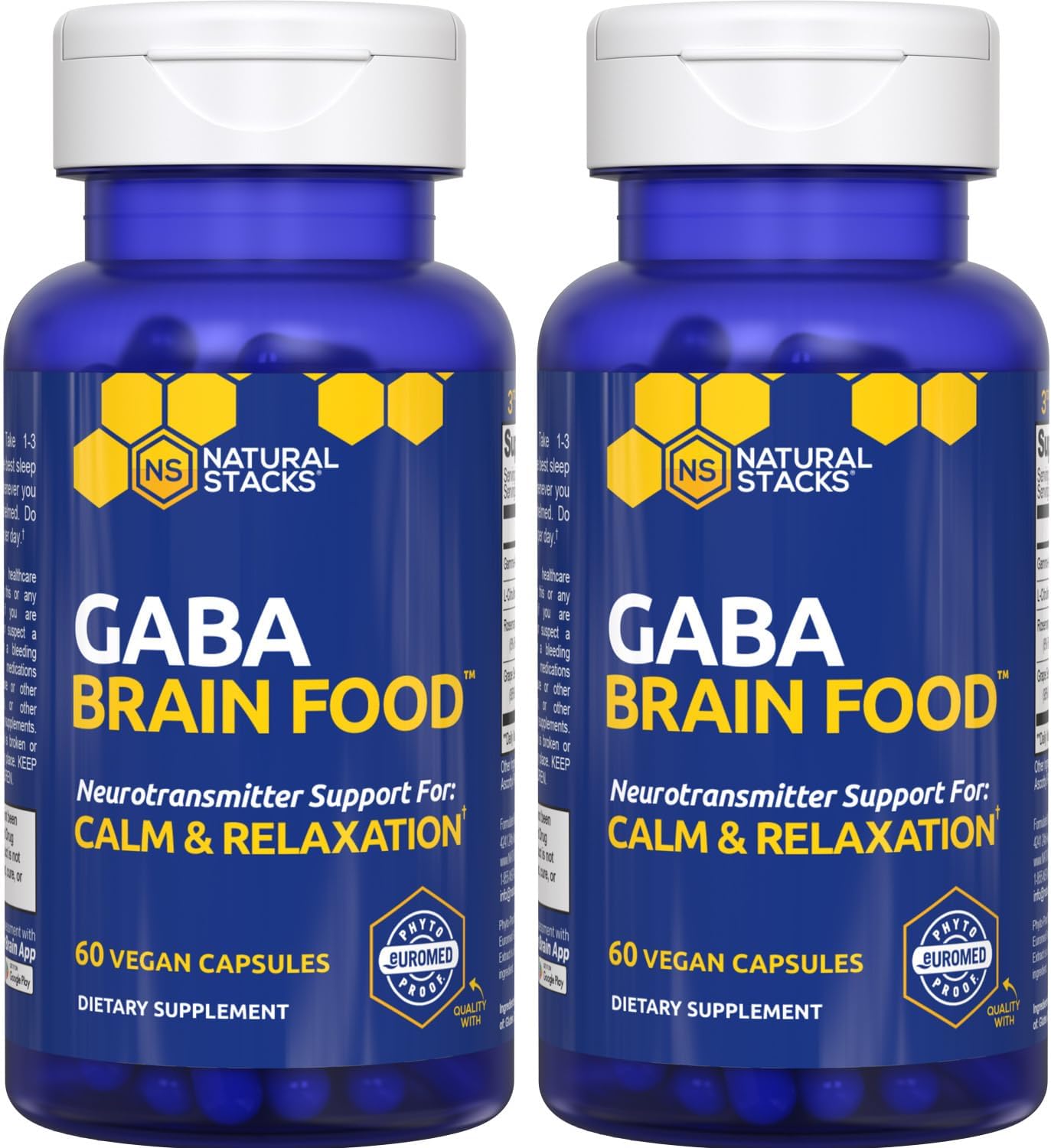 GABA Brain Food - GABA Supplement with L-Citrulline & Grape Seed Extract - Supports Calm & Relaxation - Nighttime Sleep Aid - Supports Production of Gamma Aminobutyric Acid - 120 L-Citrulline Capsules