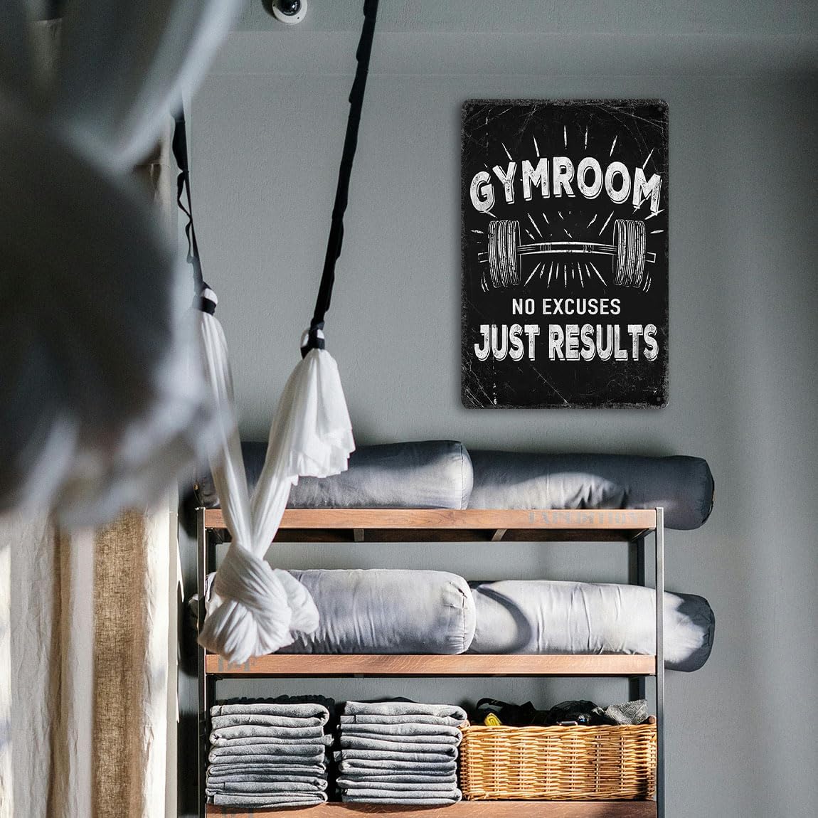 Gym Room Metal Tin Sign Motivational Gym Posters Gym Room No Excuses Just Results Signs Gym Posters For Home Gym Funny Vintage Tin Sign For Gym Garage Inspirational Quotes Wall Art Decoration