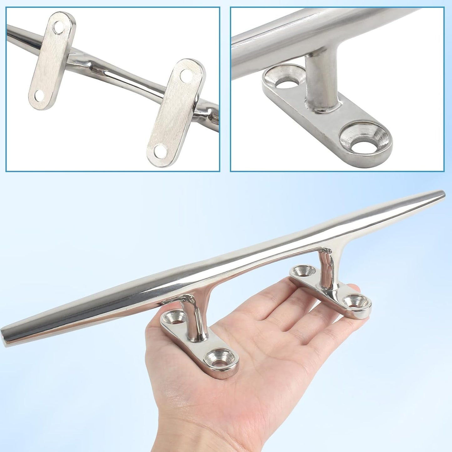 8/10/12/15 inch Dock Cleats - 316 Stainless Steel Boat Cleats Boat Dock Cleats,Open Base Dock Cleat with Fasteners,Marine Cleat Rope Cleat Boat Cleat for Boat/Deck/Nautical Decor(1,2,4,6 Pack)