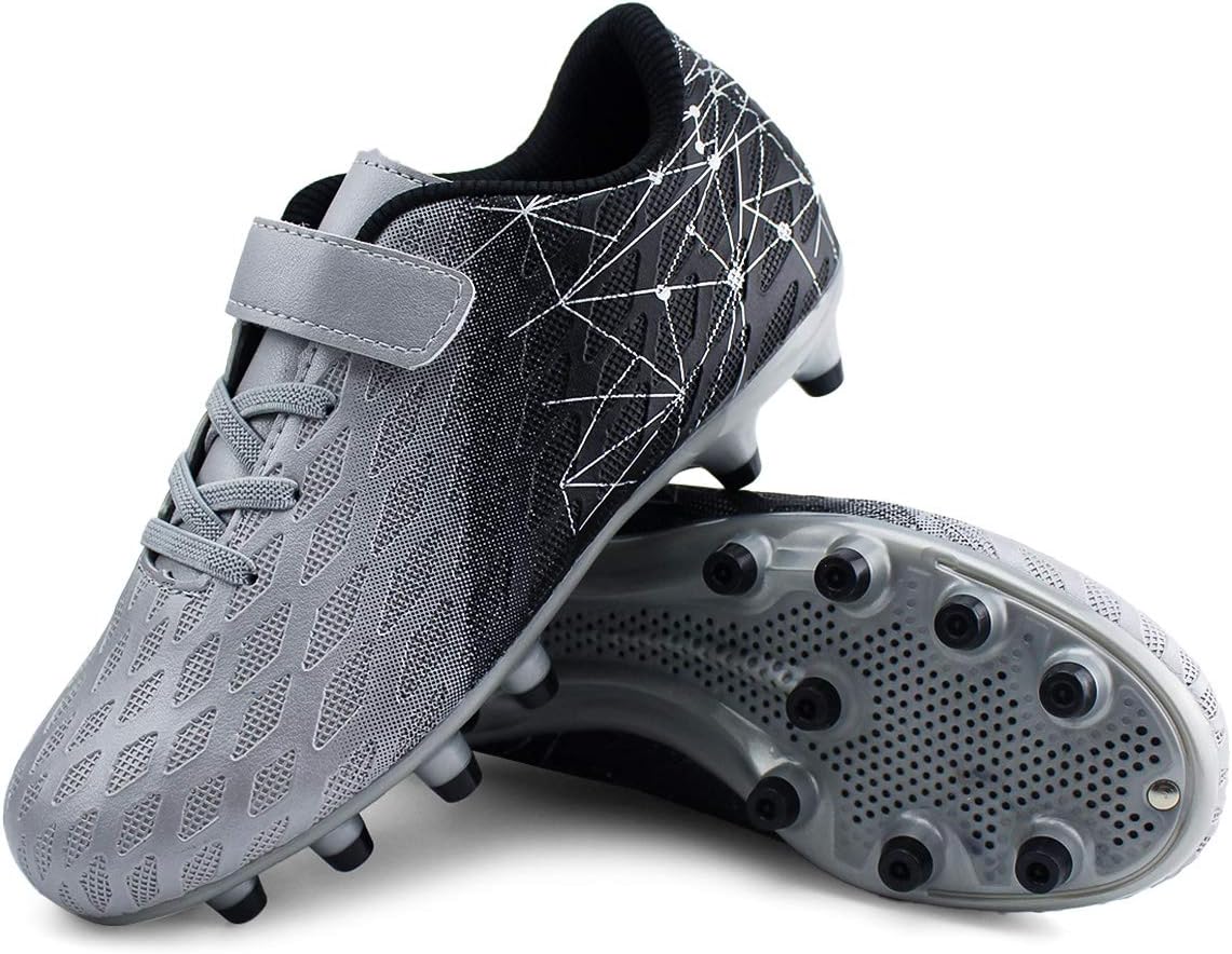 brooman Kids Firm Ground Soccer Cleats Boys Girls Athletic Outdoor Football Shoes