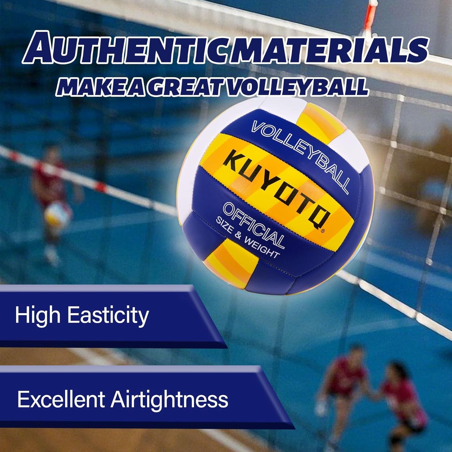 KUYOTQ Official Size 5 in&Outdoor Beach Volleyball,3MM Thickened Surface Soft Leather Youth Womens Mens Volleyball for Game Gym Training(Deflated)