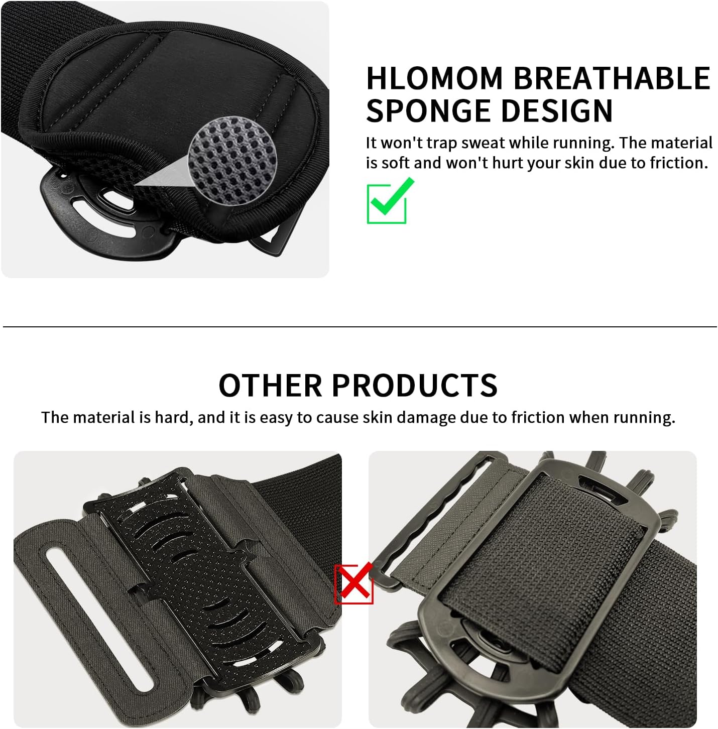 Running Phone Holder Armband for Phone, Detachable & 360°Rotated Sports Armband with Key Pocket for iPhone 16/15/14/13 Pro/12 Pro/XS/XR/8/7/6s Plus, for Samsung Galaxy 4''-6.5'' Cellphone