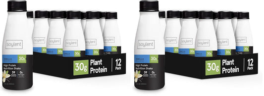 Soylent Vanilla High Protein Shake, 30g Complete Protein, Vegan, Dairy Free and 0g Sugar, Ready to Drink Protein Drinks, 11 Oz, 24 Pack