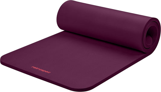 Retrospec Solana Yoga Mat 1" Thick With Nylon Carry Strap for Men & Women - Non Slip Exercise Mat for Home Yoga, Pilates, Stretching, Floor & Fitness Workouts