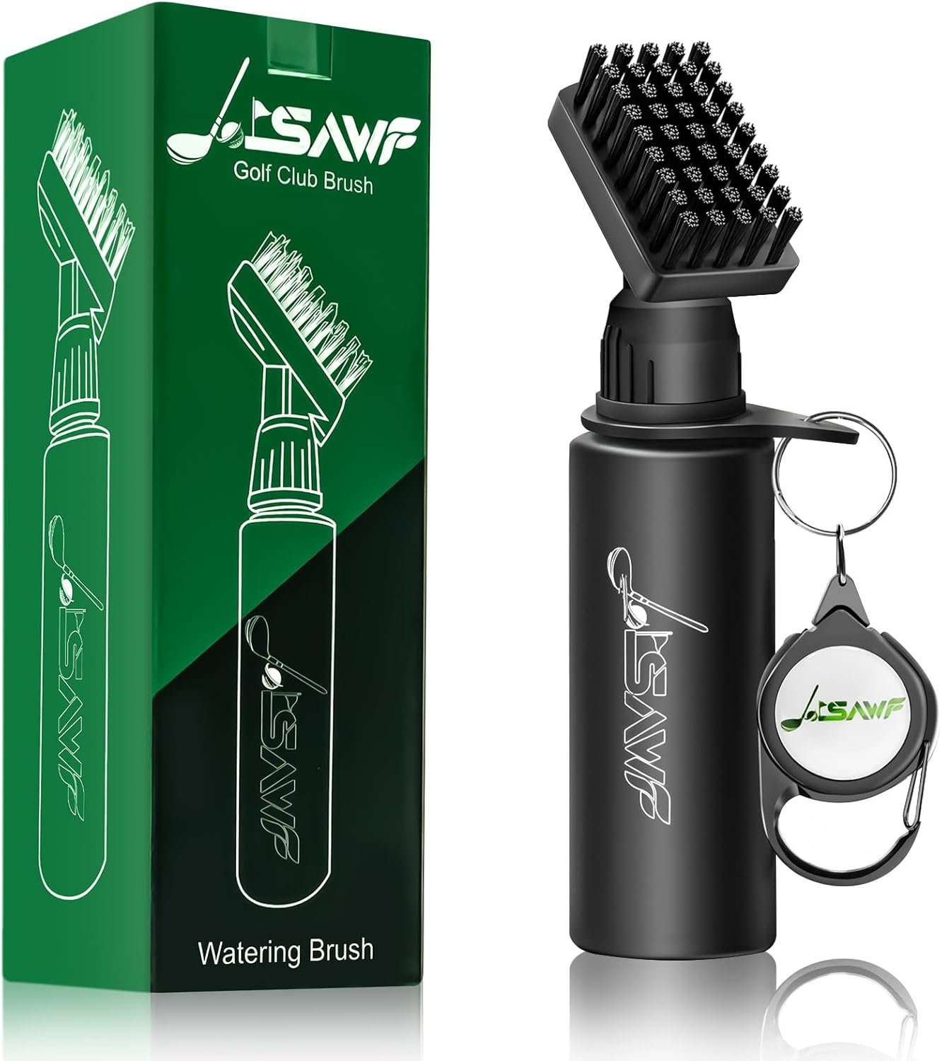 JOISAWF Golf Club Cleaner Brush with Water - 7.5” Pro Golf Groove Cleaner, Leak-Proof Design, 4 Oz Water Bottle & Retainer Clip - Essential Golf Accessories for Men & Women