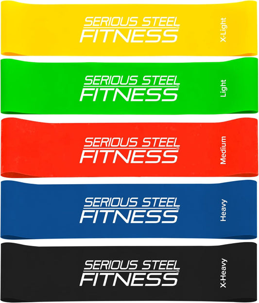 Serious Steel Fitness Mini Resistance Loop Bands | Rehab and Prehab Stretch Bands | 12" Exercise Workout Bands (Sets of 5 Pack and Sets of 10 Pack Trainer Options Available!)